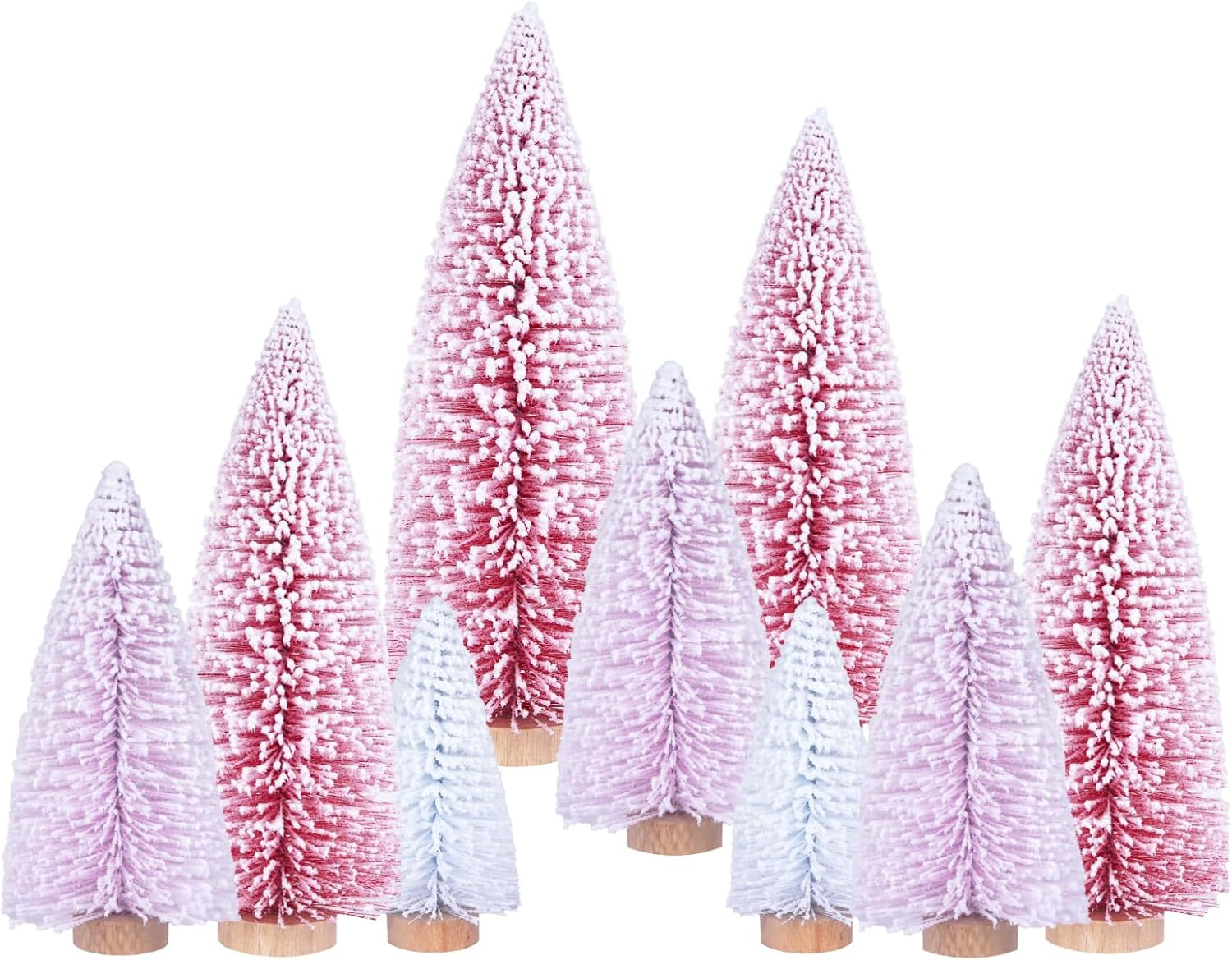 9 piezas de árboles de cepillo de botella rosados para decoraciones navideñas de habitación, decoración de mesa, creando decoración navideña rosa del país de las maravillas (4 a 10 | Amazon (US)