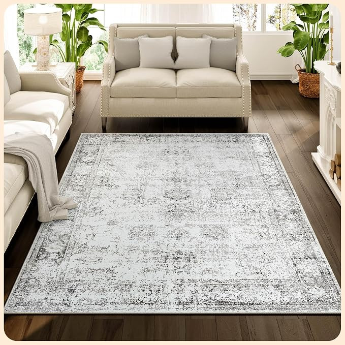 Istana 5x7 Rugs - Gray & Beige Area Rug - Kid & Pet Friendly Living Room Area Rugs 5x7 - Non Shed... | Amazon (US)