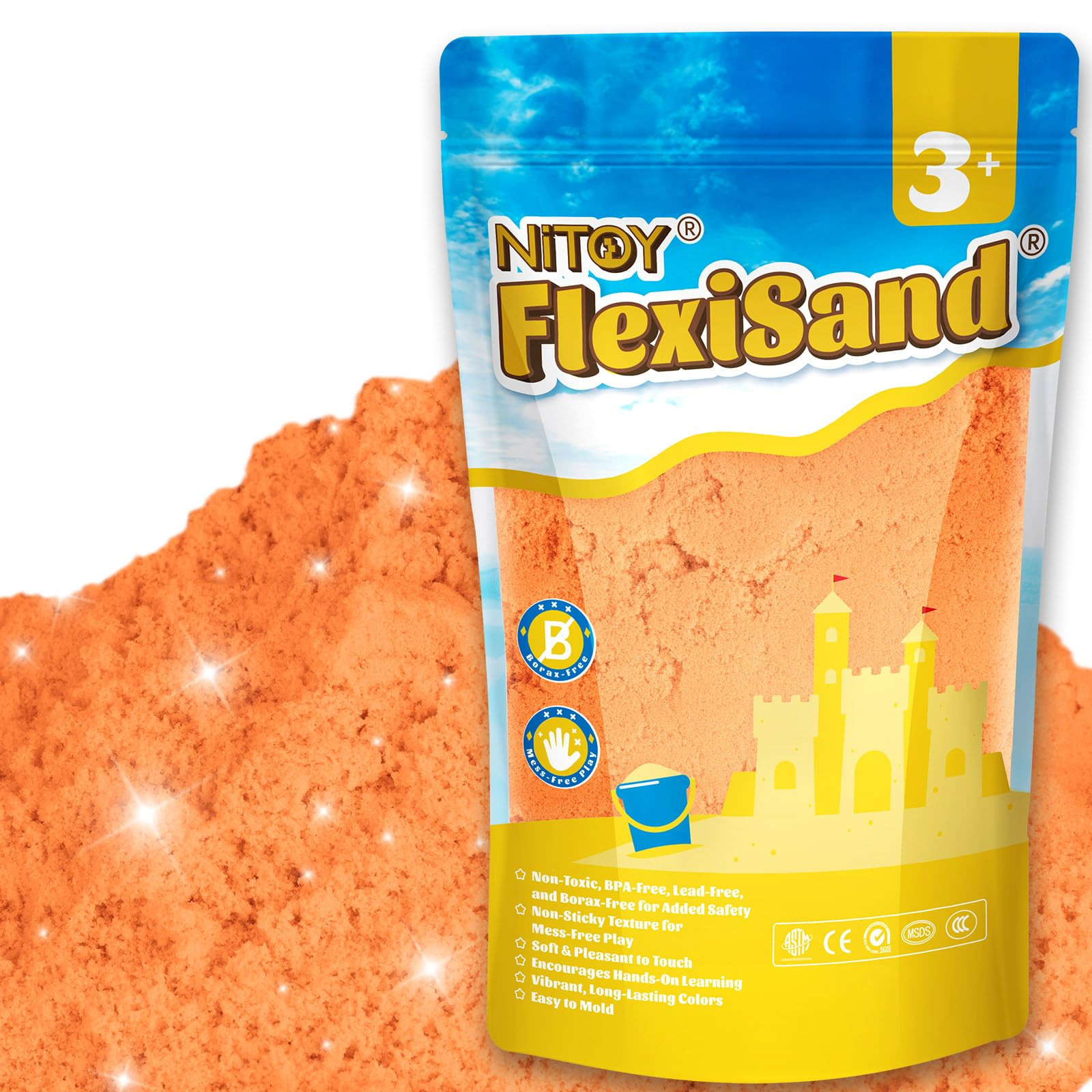 NiToy FlexiSand 2.2Lbs Play Sand, Never Dries Out-Fun for 3 Years and up Kids Bulk Refill for Sen... | Amazon (US)