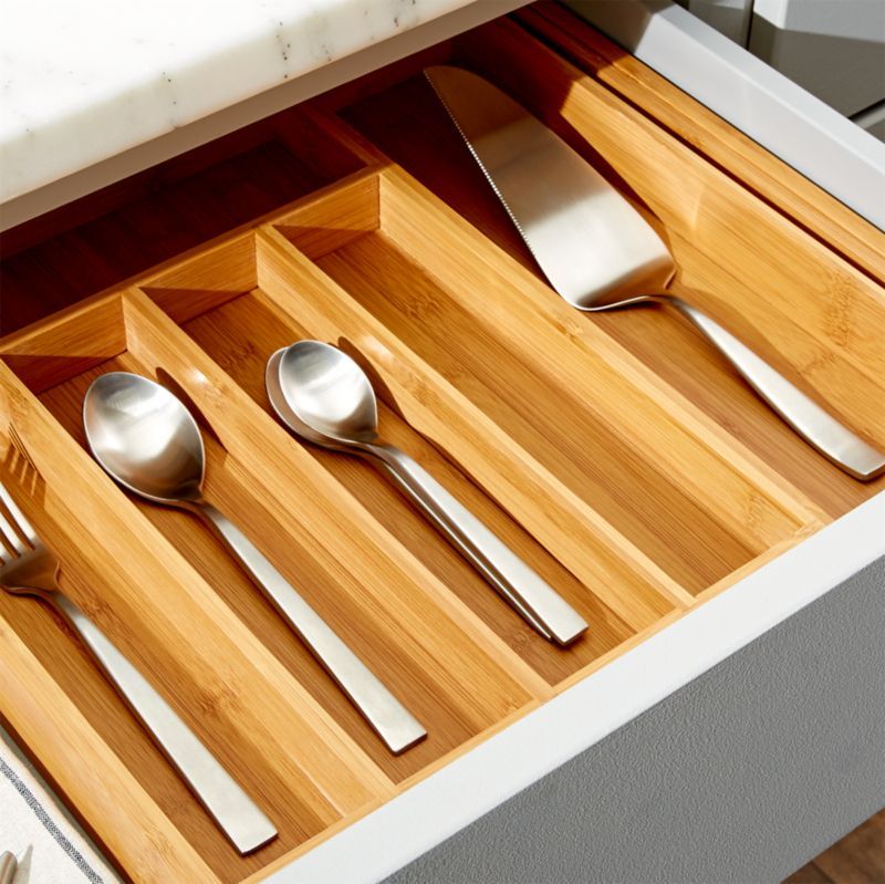 Expandable Bamboo Flatware Tray + Reviews | Crate and Barrel | Crate & Barrel