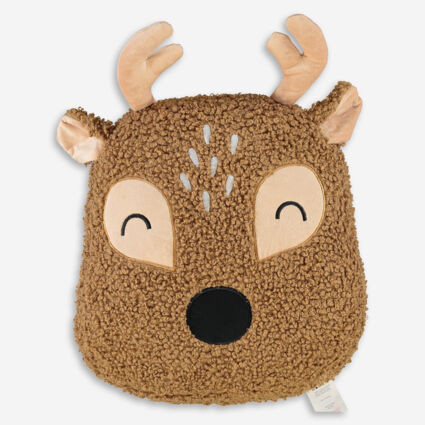 Brown Faux Fur Reindeer Cushion 40x40cm | TK Maxx