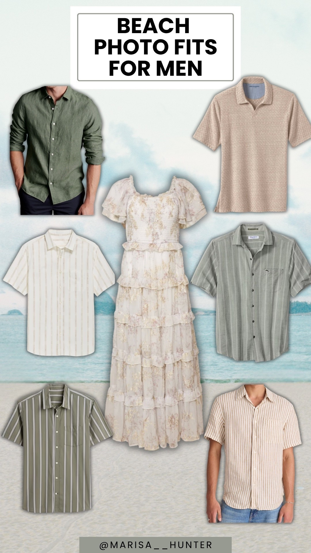 Family beach photo outfits for men 🕺🏼

Button down shirt linen family matching family coordinating dad ootd chiffon dress husband and wife pictures anniversary photos 

#ltkfamily

#LTKMens #LTKootd #LTKTravel