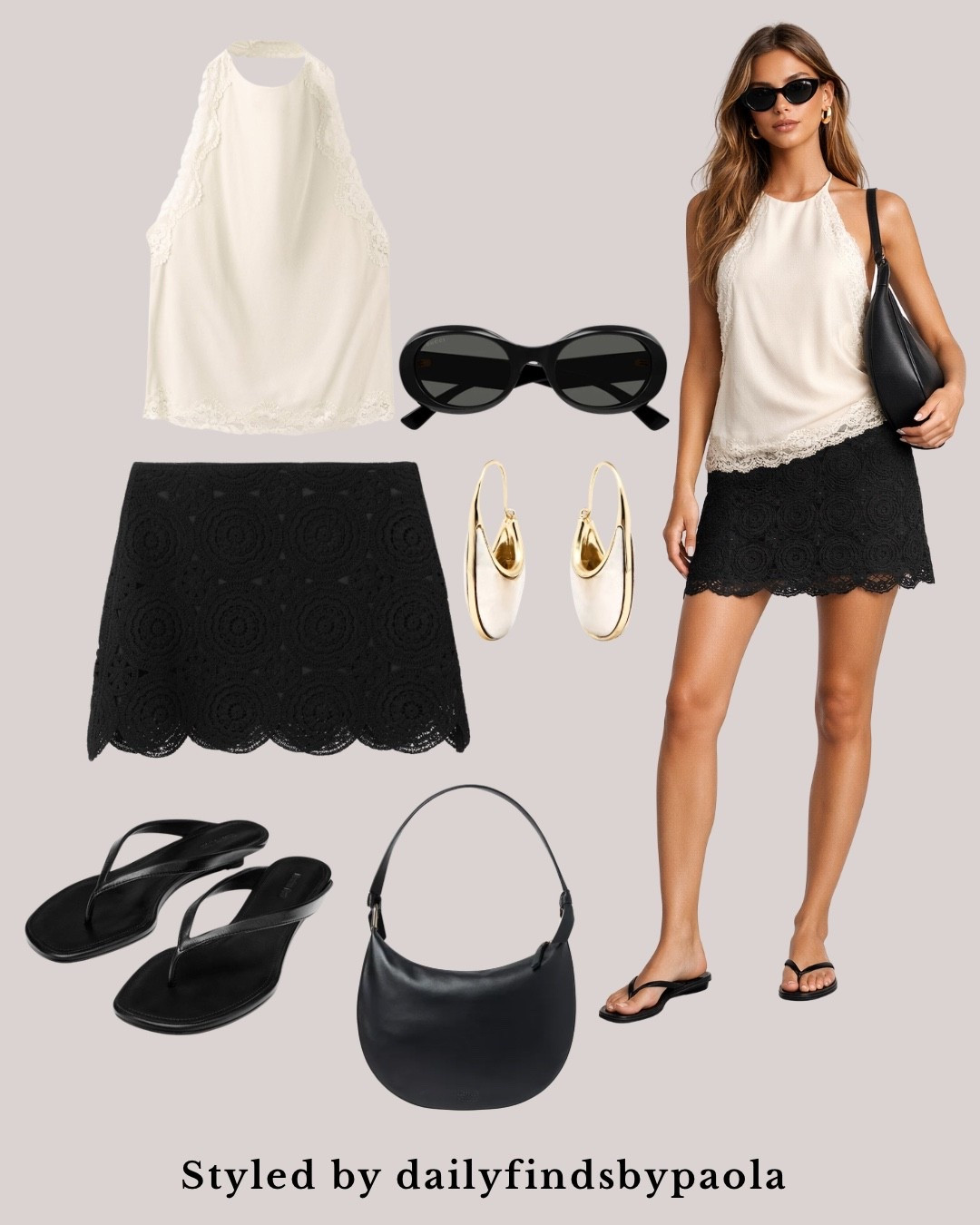 This is your sign that simple outfits always look the most expensive 🤍
A chic black and cream outfit that’s perfect for summer — minimal, effortless, and easy to recreate. This look features a lace halter top, black mini skirt, flip flops, and elevated accessories for that clean, put-together vibe.

Perfect for everyday wear, vacation outfits, or a casual chic summer look.

Shop this outfit on my LTK

#LTKootd #LTKU #LTKSeasonal