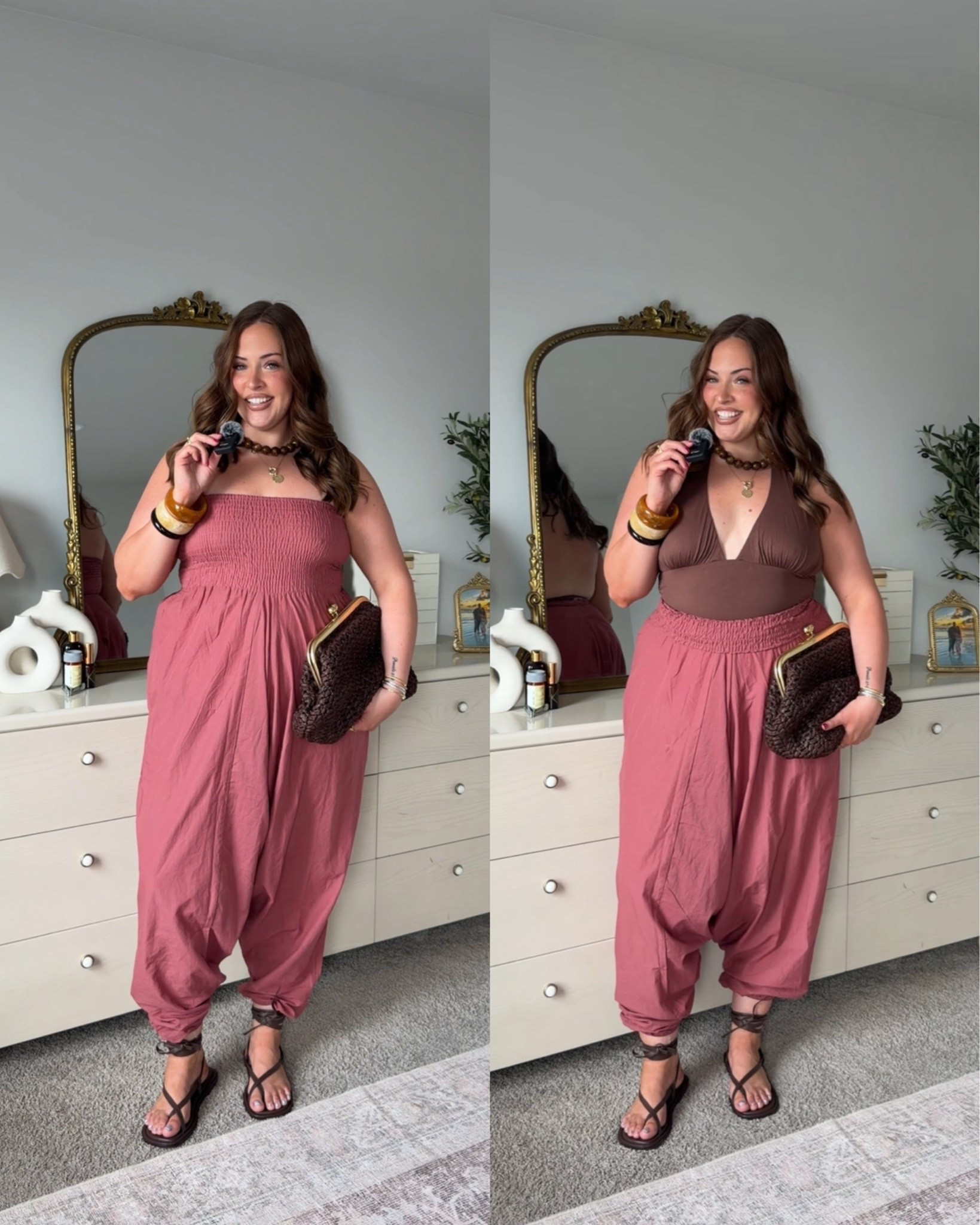 Jumpsuit that doubles as pants! Wearing an xl and OS jumpsuit/ pant