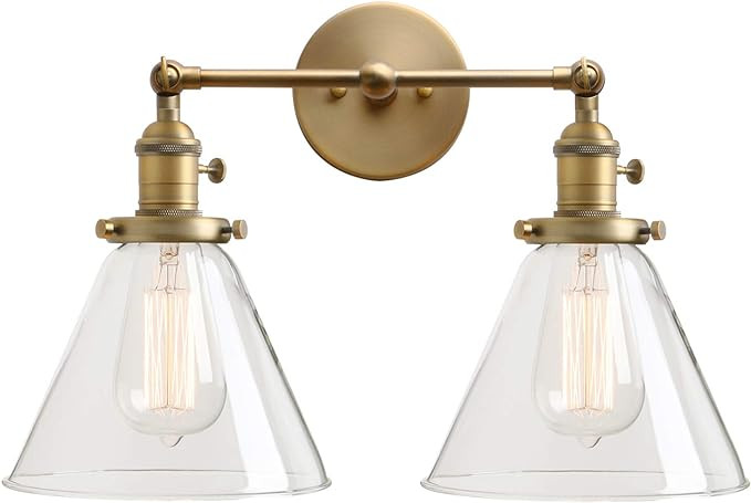 Permo Double Sconce Vintage Industrial Antique 2-Lights Wall Sconces with Funnel Flared Glass Cle... | Amazon (US)