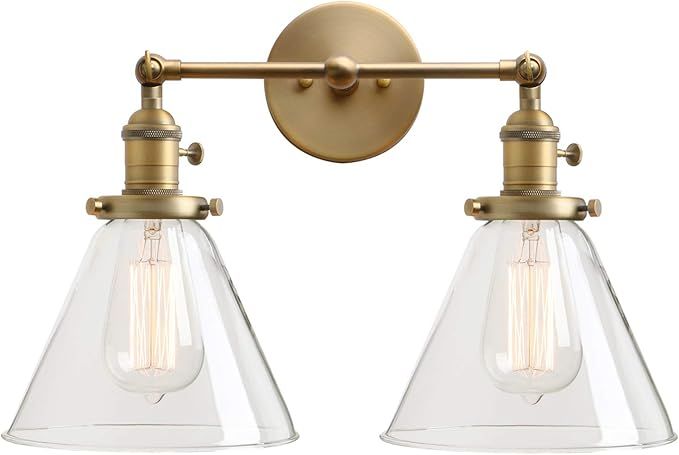 Permo Double Sconce Vintage Industrial Antique 2-Lights Wall Sconces with Funnel Flared Glass Cle... | Amazon (US)