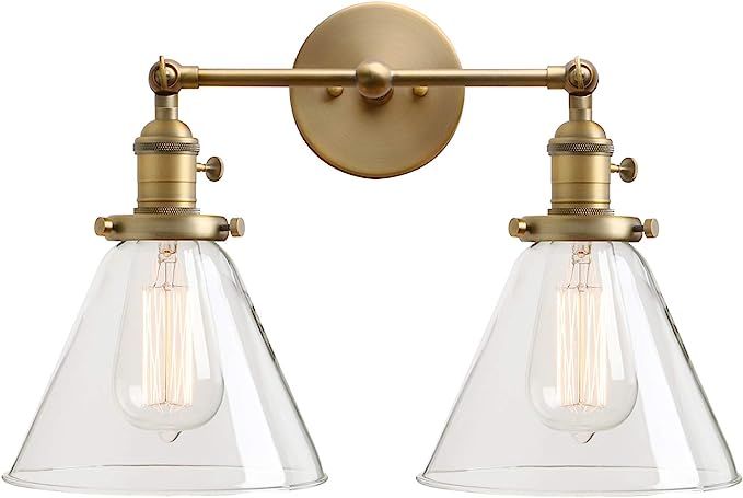 Permo Double Sconce Vintage Industrial Antique 2-Lights Wall Sconces with Funnel Flared Glass Cle... | Amazon (US)