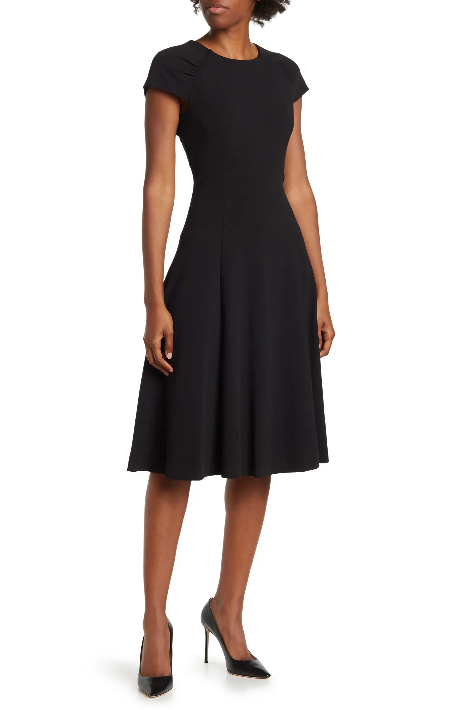 Rouche Cap Sleeve Midi Dress | Nordstrom Rack