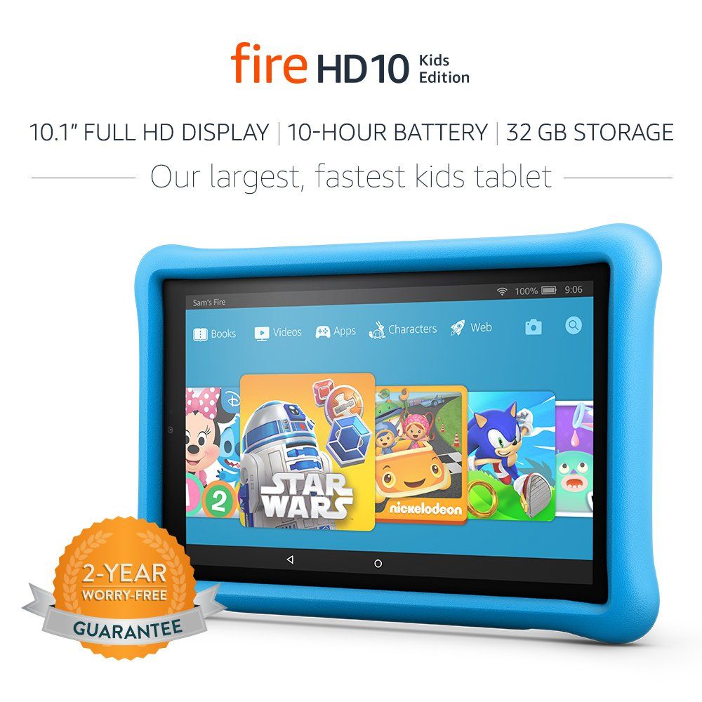 Fire HD 10 Kids Edition Tablet, 10.1" 1080p Full HD Display, 32 GB, Blue Kid-Proof Case | Amazon (US)