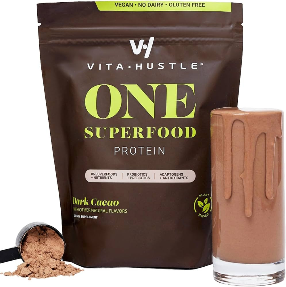 VitaHustle ONE Superfood Protein Powder + Greens Shake by Kevin Hart | 20g Chocolate Plant Protei... | Amazon (US)