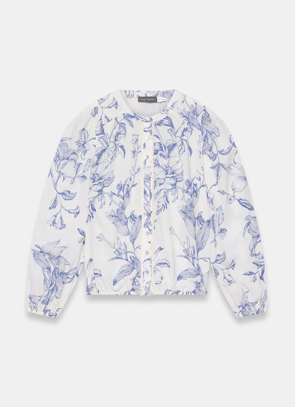 Blue Cotton Floral Print Blouse | Mint Velvet