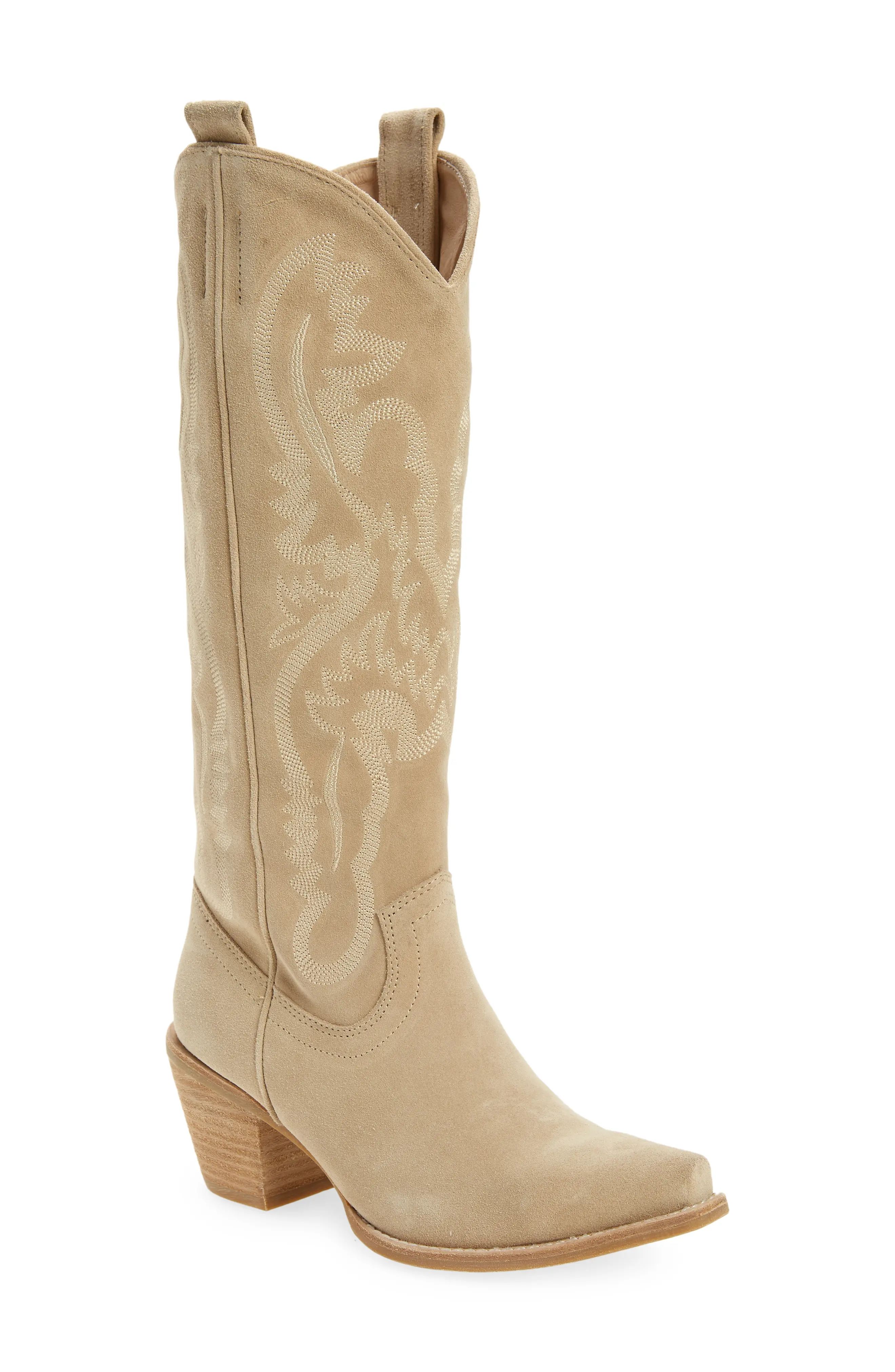 Jeffrey Campbell Stylet Western Boot, Size 8.5 in Sand Suede at Nordstrom | Nordstrom