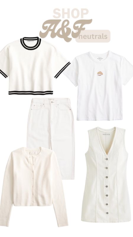 Abercrombie, neutrals, denim skirt, cardigan, T-shirt 

#LTKfindsunder100 #LTKSeasonal #LTKstyletip