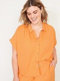 Short-Sleeve Loose Shirt for Women | Old Navy (US)