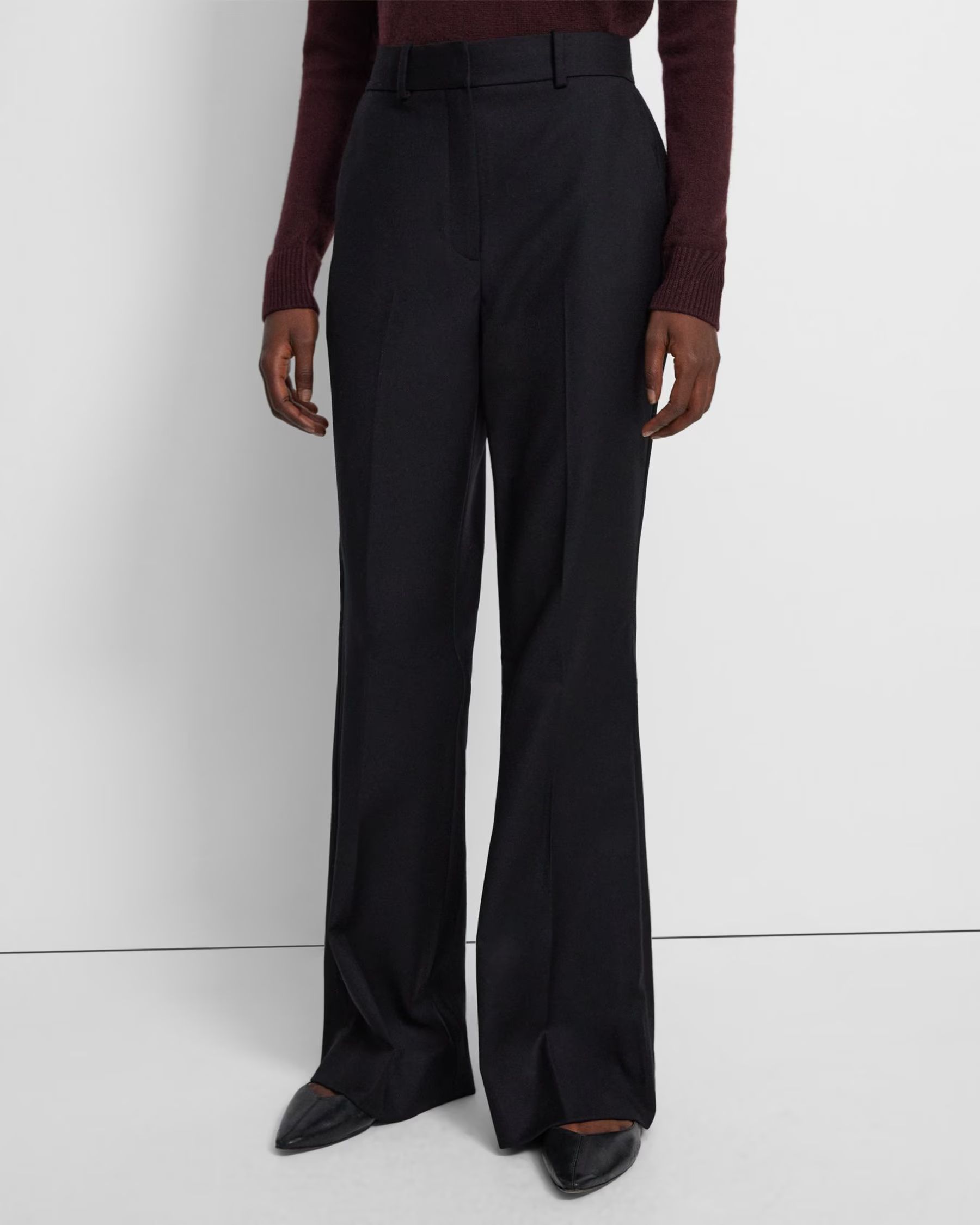 Demitria High-Waist Pant in Sleek Flannel | Theory UK