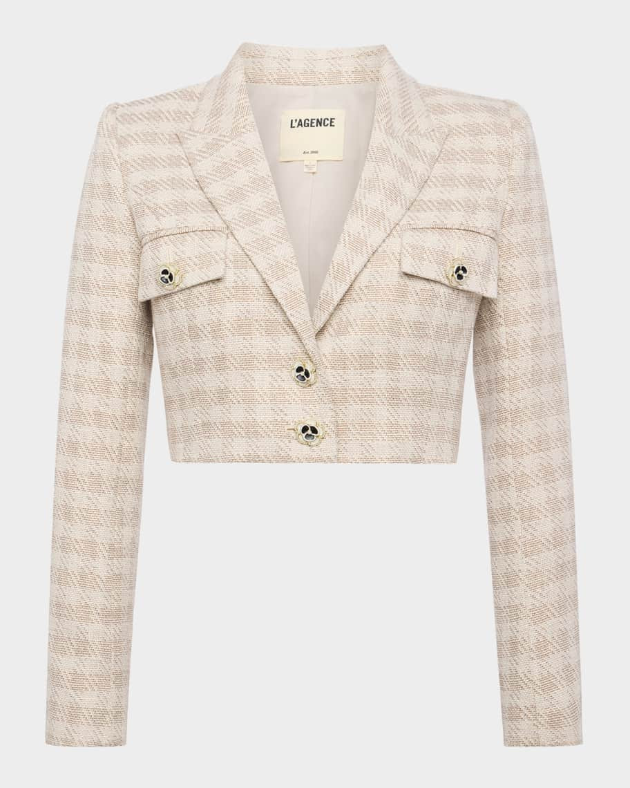 L'Agence Maura Plaid Cropped Jacket | Neiman Marcus