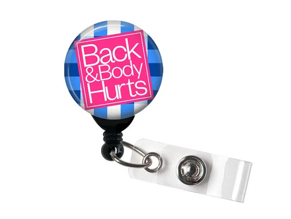 Retractable Badge Reel  Back and Body Hurts  Badge Holder | Etsy | Etsy (US)