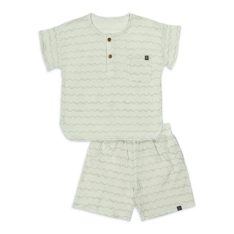 Modern Moments by Gerber Toddler Boy Casual Gauze Henley Tee and Short Set, Sizes 12M-5T | Walmart (US)