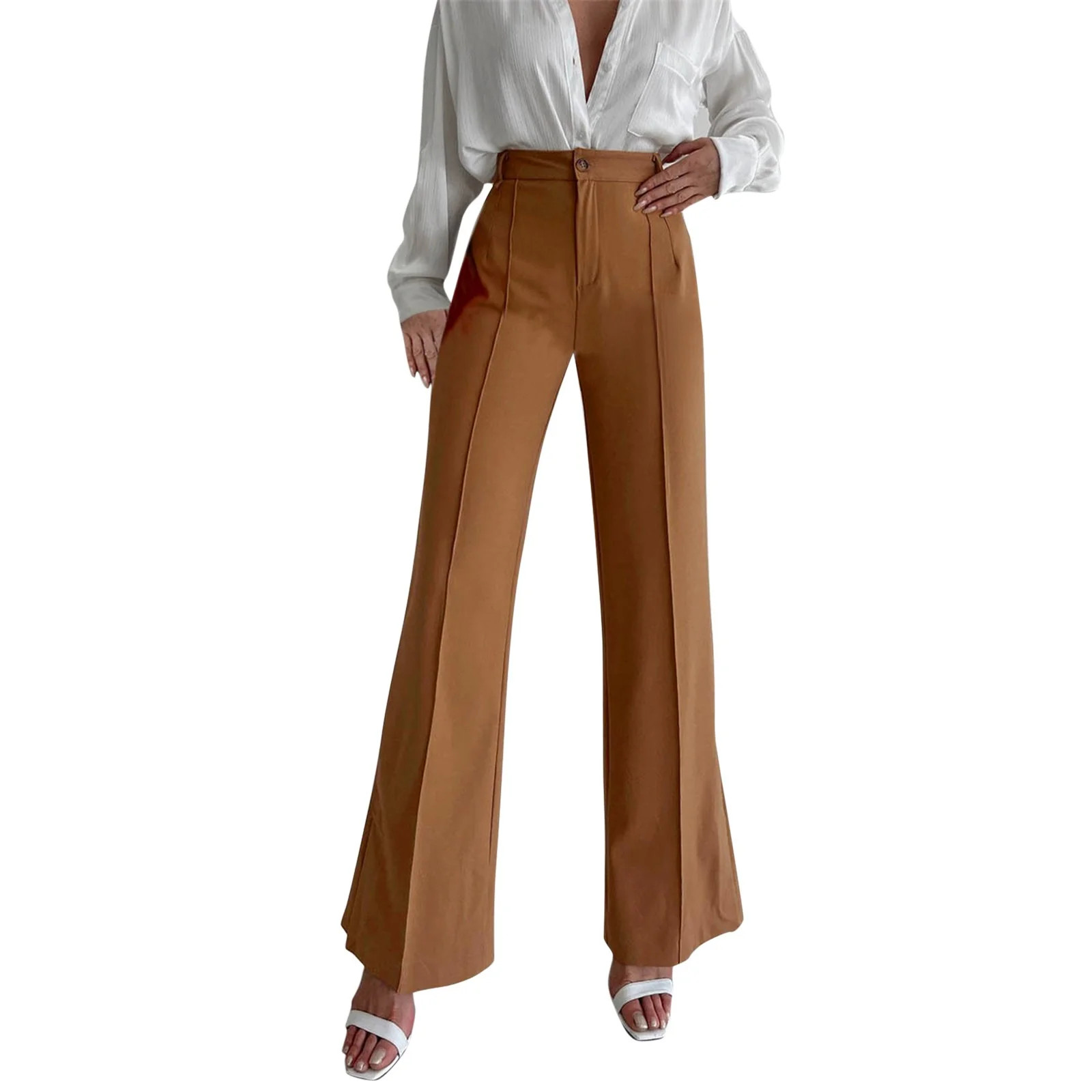 Prolriy Dress Pants Women New Loose Casual Trousers for Women Split Straight Trousers Suit Pants ... | Walmart (US)