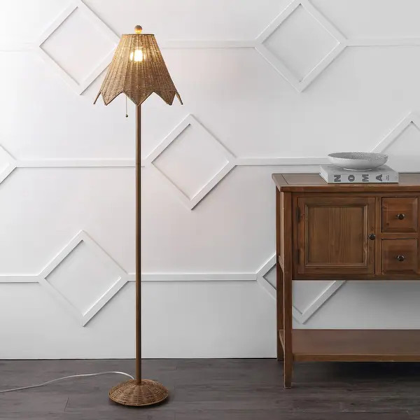 Tybee 60.5" Scalloped LED Floor Lamp, By JONATHAN Y - Bed Bath & Beyond - 43107472 | Bed Bath & Beyond
