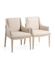 2pk Valeria Isola Brushed Beech Wood Dining Arm Chairs | Marshalls