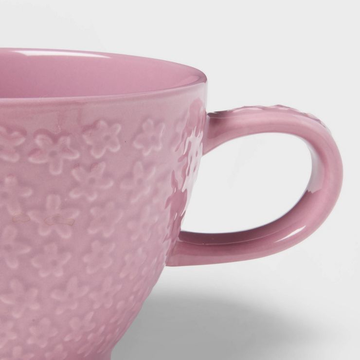 19oz 'In-Mold Floral Pattern Rose Geranium' Latte Mug Pink - Threshold™ | Target
