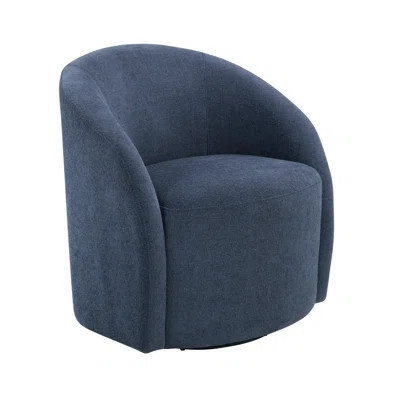 Blue Boucle Swivel Barrel Chair 1Pc Solid Wood Durable Contemporary Living Room Furniture Luxurious Accent Seating | Wayfair North America