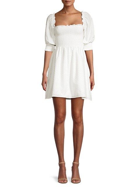 CAARA Calyso Swiss Dot Smocked Dress on SALE | Saks OFF 5TH | Saks Fifth Avenue OFF 5TH