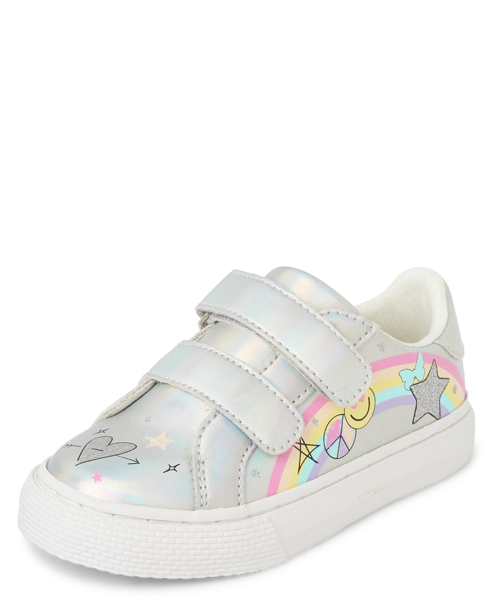 Toddler Girls Metallic Doodle Low Top Sneakers - silver | The Children's Place