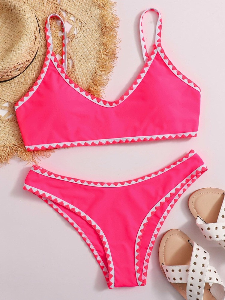 Contrast Binding Bikini Swimsuit | SHEIN