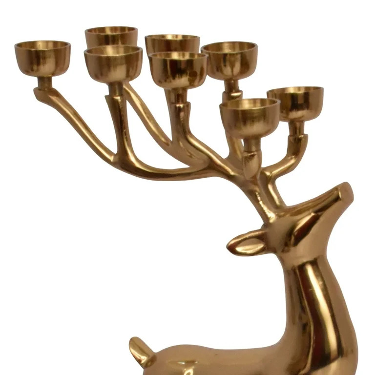Cast Aluminum Standing Reindeer Tealight Holder, Gold, 20", by My Texas House | Walmart (US)