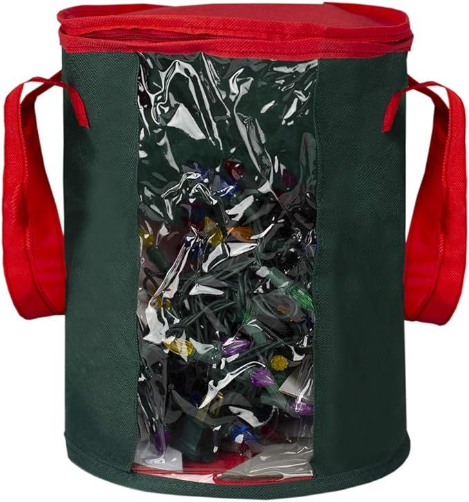 Home Basics Textured Christmas Light Bag with Zipper Closure Seasonal Holiday Décor Clear Transp... | Amazon (US)