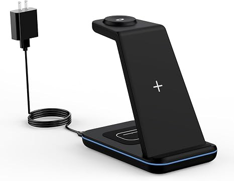 Wireless Charger Stand, CIYOYO 3 in 1 Fast Wireless Charging Station Dock for Apple Watch 11/9/8/... | Amazon (US)