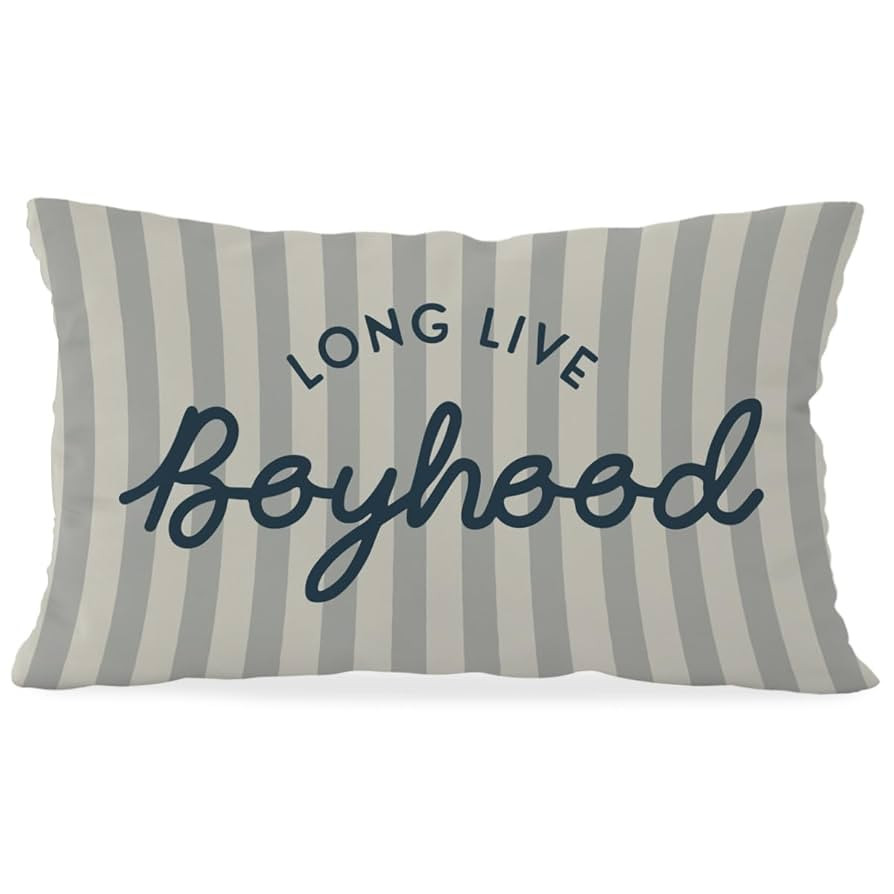 Long Live Boyhood Boys Room Throw Pillow Cover 12x20, Playroom Kids Throw Pillows, Blue Decor Pil... | Amazon (US)