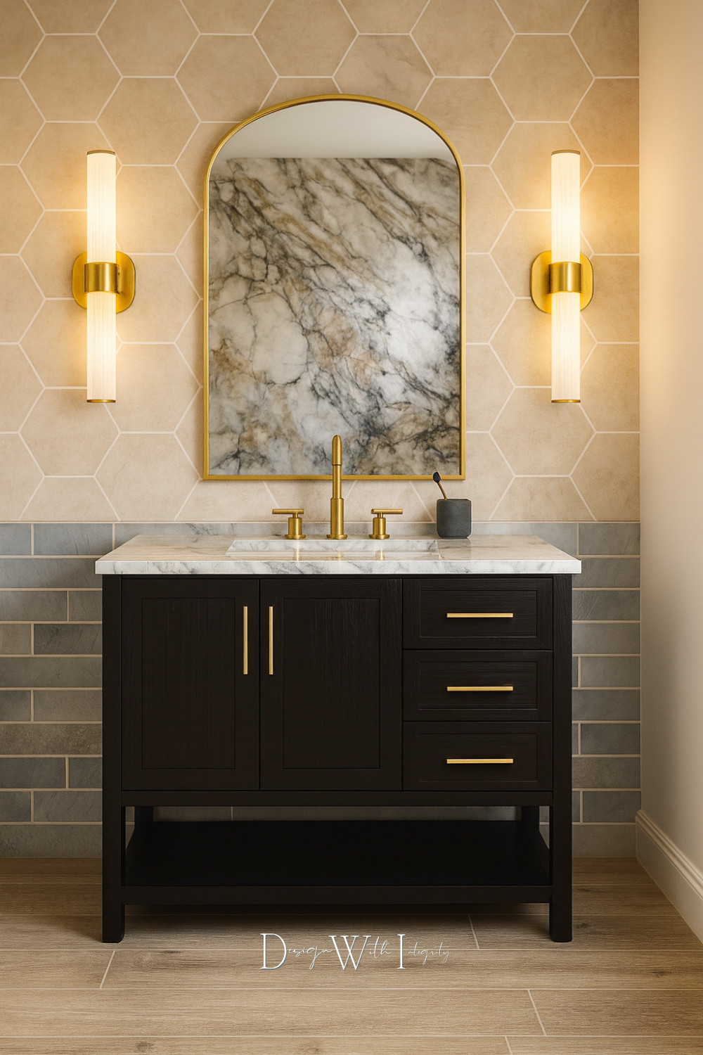 Warm neutrals, sculptural lighting, and classic finishes come together in this bathroom design inspired by a curated digital mood board. The rich dark vanity anchors the space, while soft marble surfaces and layered tile textures add depth and refinement. Brushed brass accents introduce warmth and elegance, creating a look that feels timeless yet elevated.

This space is designed to feel collected and intentional, blending modern lines with classic materials for a bathroom that feels both functional and beautiful. If you love polished details and a calm, tailored aesthetic, this look is made to inspire.

Shop the look on LTK to explore the curated selections and recreate this bathroom style in your own home.

Images shown are for inspiration and were generated via AI from a digital mood board.

#bathroominspo #interiordesign #shopthelook


bathroom vanity
brass bathroom fixtures
marble bathroom design
classic modern bathroom
neutral bathroom decor
luxury bathroom style
bathroom lighting ideas 

 #LTKSeasonal #LTKHome #LTKBeauty