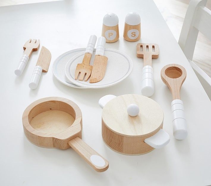 Wooden Cooking &amp;amp; Eating Set | Pottery Barn Kids