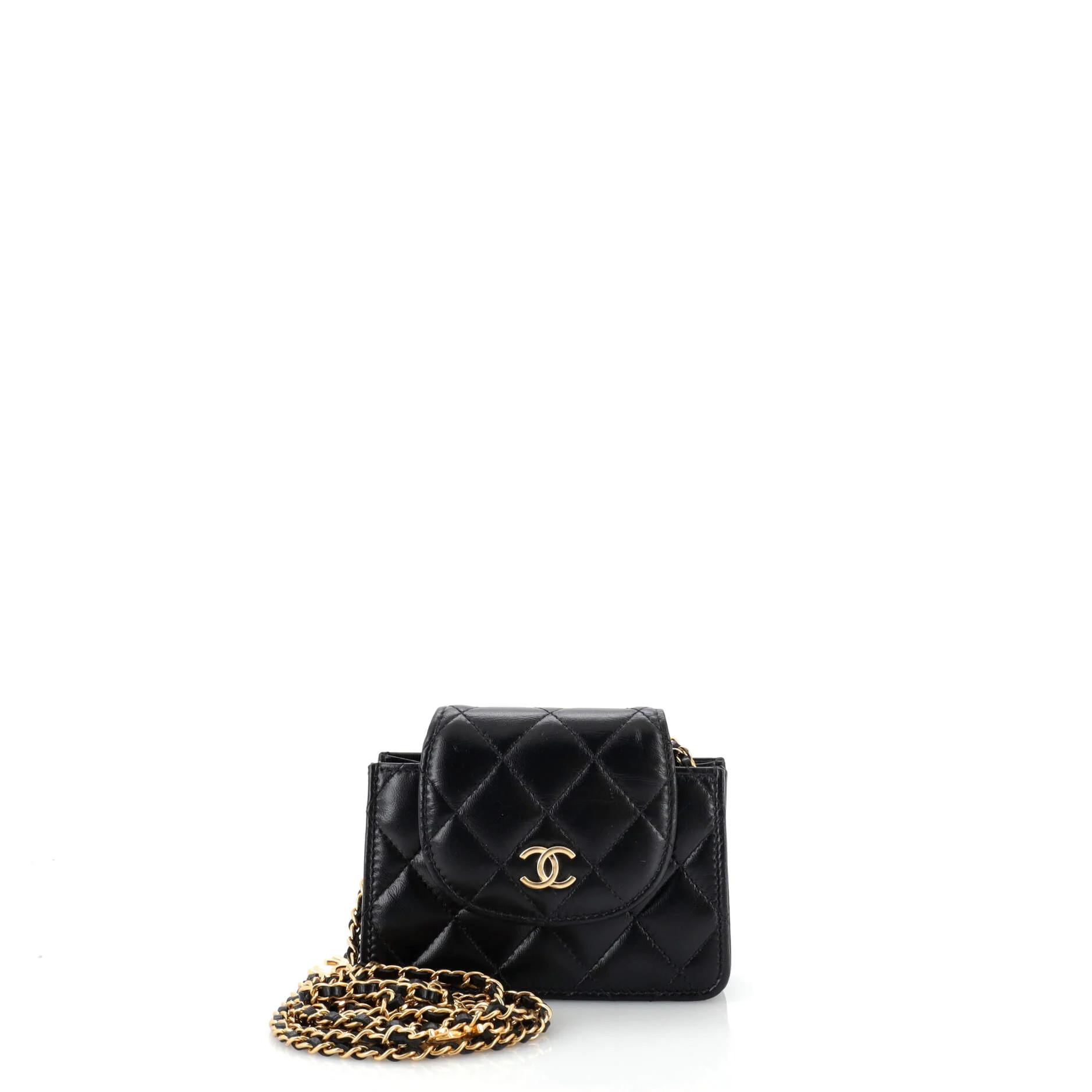 CHANEL CC Accordion Round Flap Clutch with Chain Quilted Lambskin Mini | Rebag