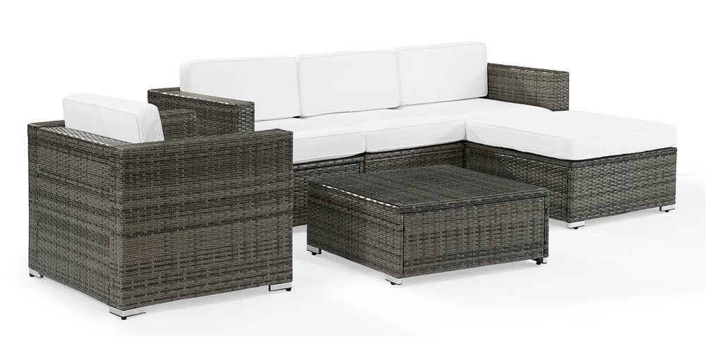 Sea Island 6 Piece Wicker Sectional Set In Gray - Walmart.com | Walmart (US)