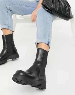 Vagabond Cosmo 2.0 flat ankle calf boots in black | ASOS (Global)