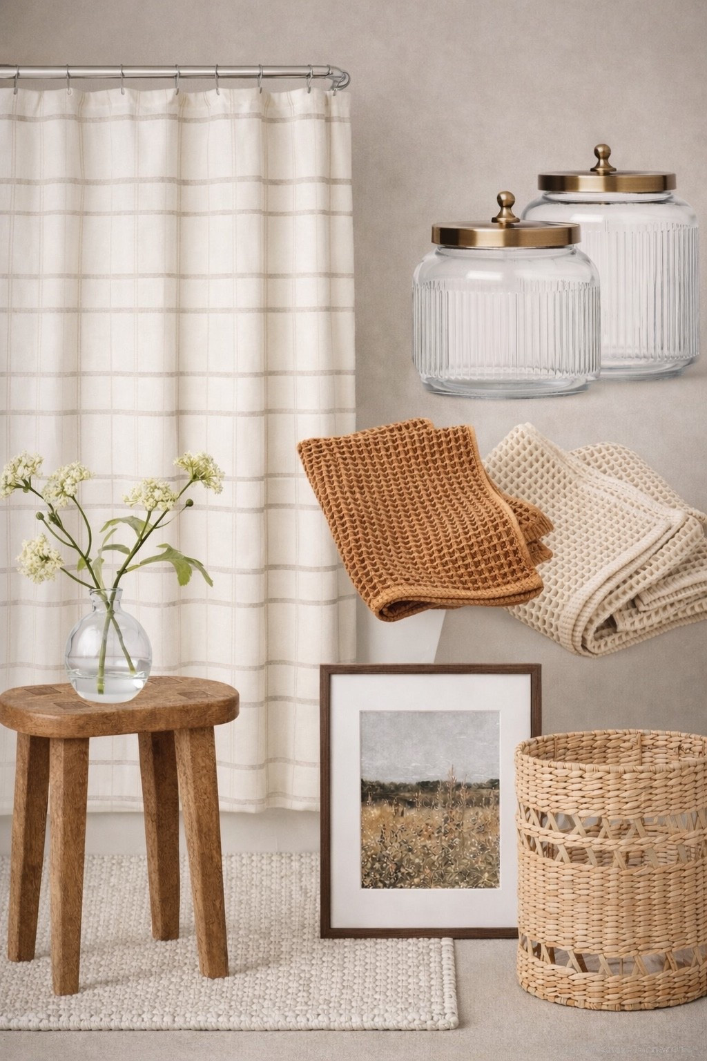 Neutral Bathroom Finds from Target That Feel High-End

Follow @farmtotablecreations on Instagram for more cozy home finds 🤍

These are the kind of everyday pieces that make your space feel instantly pulled together. From the soft neutral shower curtain to the textured waffle towels and those beautiful glass jars with brass lids… everything has that high-end look without the high-end price.

I love mixing in natural textures like the wood stool and woven basket to keep it feeling warm and layered, while still clean and simple. These are the pieces that quietly elevate your bathroom without needing a full makeover.

#targethome #bathroomdecor #bathroomstorage #bathtowels #neutraldecor #homefinds

#LTKmorningroutine #LTKHome #LTKgrwm