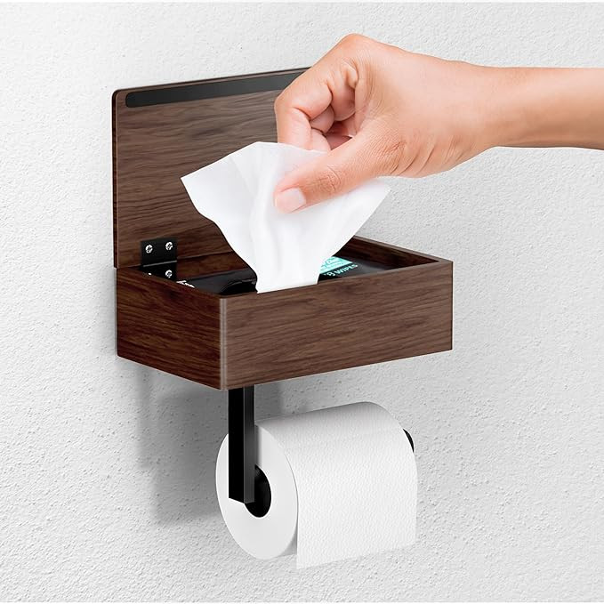 Day Moon Designs Wood Toilet Paper Holder-Wooden Wall Mount Toilet Paper Holder with Shelf as Flu... | Amazon (US)