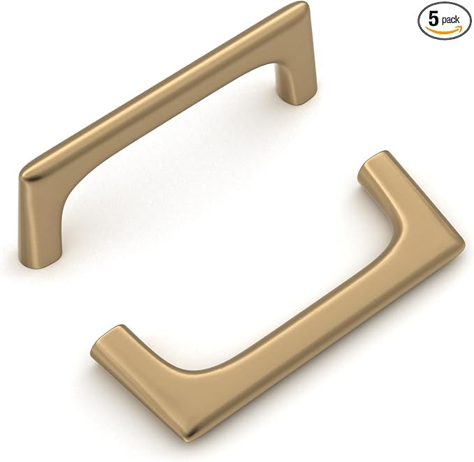 goldenwarm 5 Pack Champagne Bronze Cabinet Pulls, 3-3/4 Inch Kitchen Hole Center Handles, Champag... | Amazon (US)