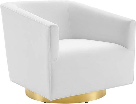 Modway Twist Performance Velvet Accent Lounge Swivel Chair, Gold White | Amazon (US)