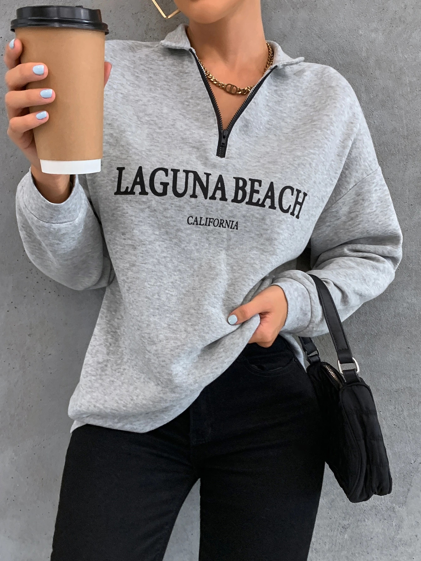 Marled Letter Graphic Drop Shoulder Sweatshirt | SHEIN