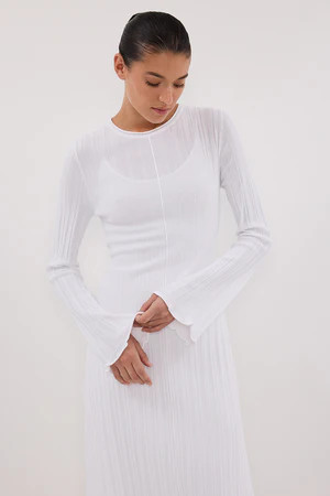 SYLVIA OFF WHITE KNIT MIDI DRESS | DISSH