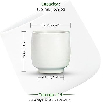 TEANAGOO Japanese Tea Cups, Chinese Tea Cup, 7.2Oz / 205 Ml, Ceramic Tea Cups for Adults, Ceramic... | Amazon (US)