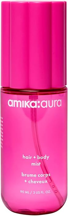 amika: aura hair and body mist | pink grapefruit, juicy apricot + warm vanilla | Amazon (US)