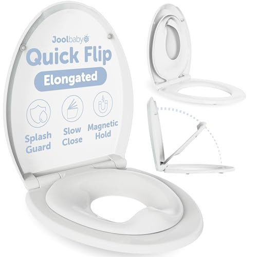 Quick Flip Toilet Seat with Built-in Potty & Splash Guard for Toddler Training, Slow Close - Jool Baby (Elongated) | Amazon (US)