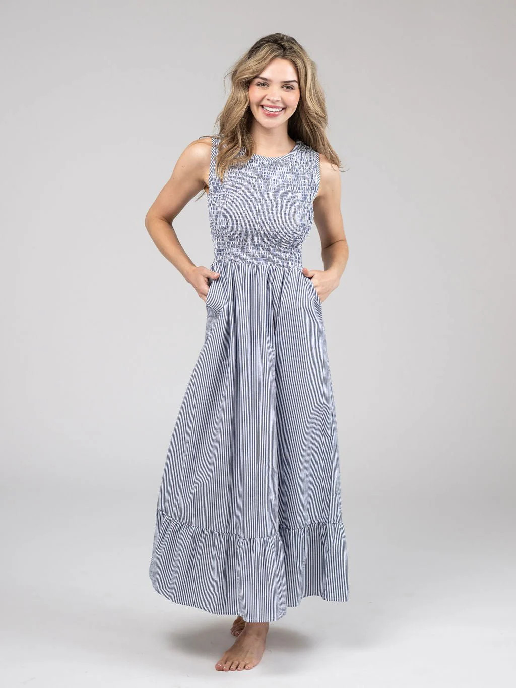 The Margot Dress | Navy & White Stripes | Beau & Ro