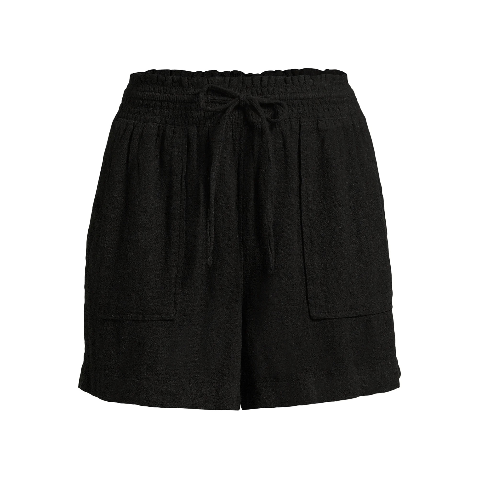 Time and Tru Women's Linen Blend Shorts with Smocked Waist, Sizes XS-XXXL | Walmart (US)